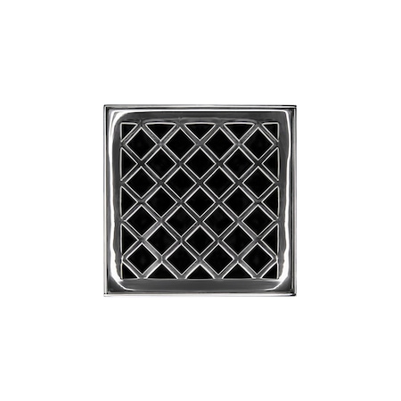 Infinity Drain 4"x4"Strainer W/ Criss-Cross Pattern DecPlate and 2"Throat-PS for XD 4 X_4_PS